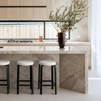 Bronte Kitchen Stool Ivory Black Legs