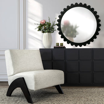 Cove Wall Round Mirror  Black Timber