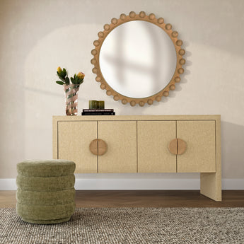 Cove Wall Round Mirror  Natural Timber