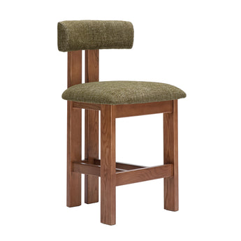 Addison Kitchen Stool Green - Walnut Legs
