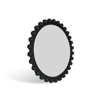 Cove Wall Round Mirror  Black Timber