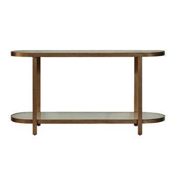 Linea Glass Console Table Antique Brass