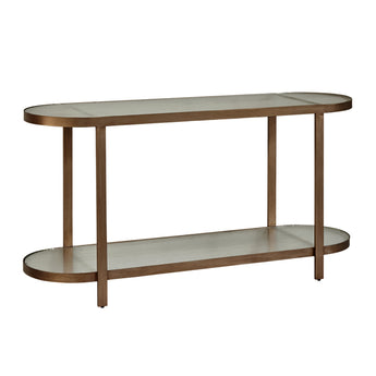 Linea Glass Console Table Antique Brass