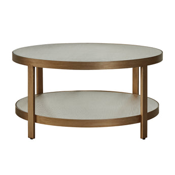 Linea Glass Round Coffee Table Antique Brass