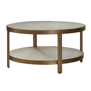 Linea Glass Round Coffee Table Antique Brass