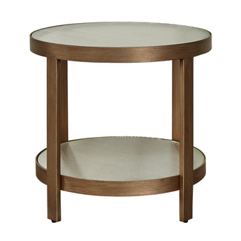 Linea Glass Round Side Table Antique Brass