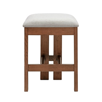 Moore Kitchen Stool Off White - Walnut Legs